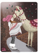 Llama affectueux dans un paysage enchanteur